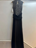 Italian High Neck Solid Ruched Mesh Dress