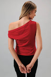 Wide Neck Pleated Knit Top