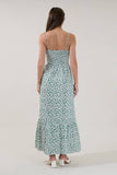 Sima Pleated Maxi Dress Floral- White