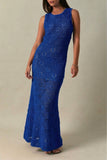 Sleeveless Crochet Effect Cover Up Maxi Dress