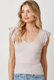 Mystree Flutter Crochet Sleeve Sweater