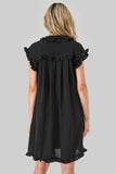 Avery Game Day Ruffle Button Down Dress Black