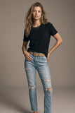 Black basic viscose elastic T-Shirt with short sleeves