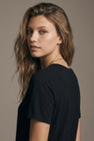 Black basic viscose elastic T-Shirt with short sleeves
