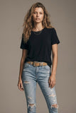 Black basic viscose elastic T-Shirt with short sleeves