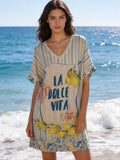 La Dolce Vita Lurex Lemon Print Dress