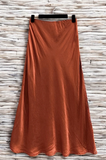 Essence Italian Viscose Satin Bias-Cut Midi Skirt