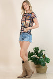 Western Cowboy Stamp Print T Shirt