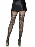 Drew Floral Vine Fishnet Tights: Black / One Size