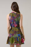 Jenla Floral Itzel Shift Mini Dress- Blue Olive