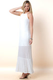 Mabel Mesh Striped Detail Round Neck Maxi Dress