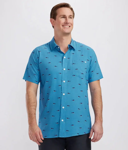Deep Blue Sea Hawaiian Shirt - Men's Shark Button Down