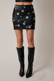 Daisy Sequin Leather Mini Skirt