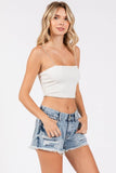 Petra153 Mid Rise Rigid Patch Denim Shorts