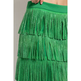 Rhinestone Suede Fringe Skirt