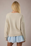 Round Neck Sardines Sweater Top- Melange