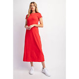 Basic Brittany T-Shirt Midi Dress - Red