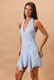Halter Neck Plaid Mini Dress