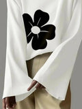 Flower Power Mock Neck Long Sleeved Tee - White