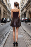 The Mimi Mini Tube Dress with Vegan Leather Bubble Skirt- Dark Wine