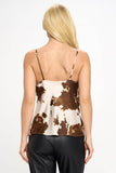 Western Cow Print Silky Satin Tank Top