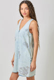 Mystree Floral Printed Denim Shift Dress - Rose Haze