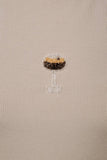 Espresso Martini Beads Ribbed Top- Beige