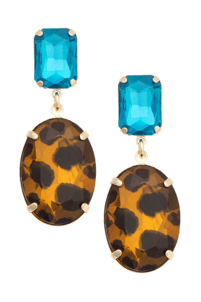 Parker Crystal Drop Earrings in Teal