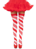 Peppermint Striped Thigh Highs: Red/White / One Size