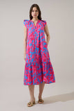 Meira Floral Charlotte Button Midi Dress