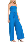 Summer Tube Top Jumpsuit - Ocean Blue