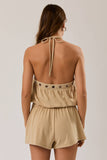 Grommet Halter Neck Playsuit Romper
