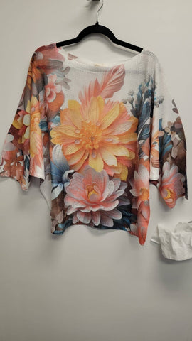 Italian Oversized Floral Print Knit Sweater