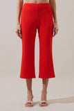 Hemary Cropped Flare Pants- Red