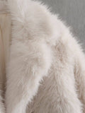 Stylish Loose Midi Faux Fur Coat - White