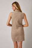 FINAL SALE Recycled Yarn Turtleneck Sleeveless Sweater Dress - Mocha