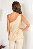 Venti6 Asymmetrical Adjustable Satin Cami Top