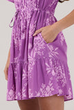 Amo Button Up Mini Dress Orchid- Lavender