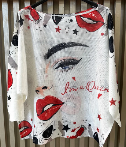 Queen Knit Italian  Printed Sweater