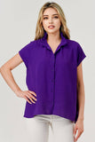 Lila Button Down Short Sleeve Game Day Top