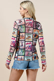 Karen Rodeo Wild  Mesh Print Top