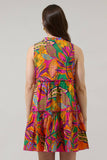 Milana Floral Adrina Shift Tiered Mini Dress - Orange/Pink
