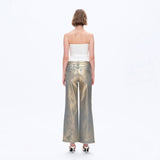 Gold Digger High Rise Gold Foiled Wide Leg Denim