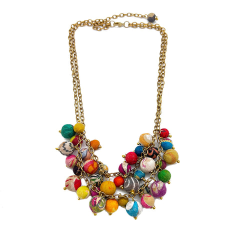 Aasha Clustered Layered Kantha Handcrafted Necklace