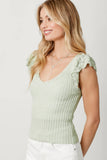 Mystree Flutter Crochet Sleeve Sweater