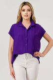 Lila Button Down Short Sleeve Game Day Top