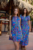 Bally Tropical Gloria Sleeveless Mini Dress- Blue Multi