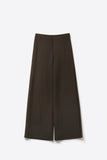 Q2 Wide-Leg Stretch Knit Pants - Chocolate