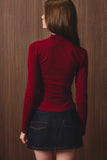 Mock Neck Long Sleeve Knit Top