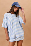 Oversized Round Neck Stripe Tee